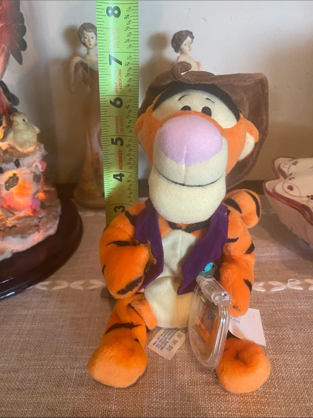 Disney Orange Tigger Plush with Purple Vest and Brown Hat